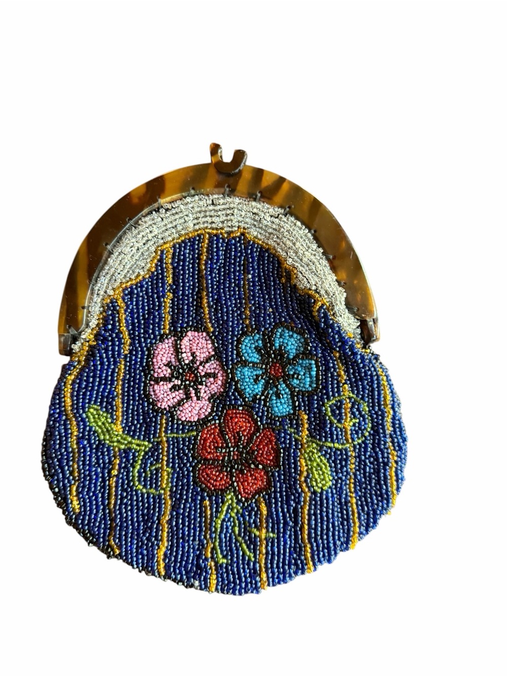 1920s Art Deco Micro-Beaded Floral Coin Purse/Evening Bag